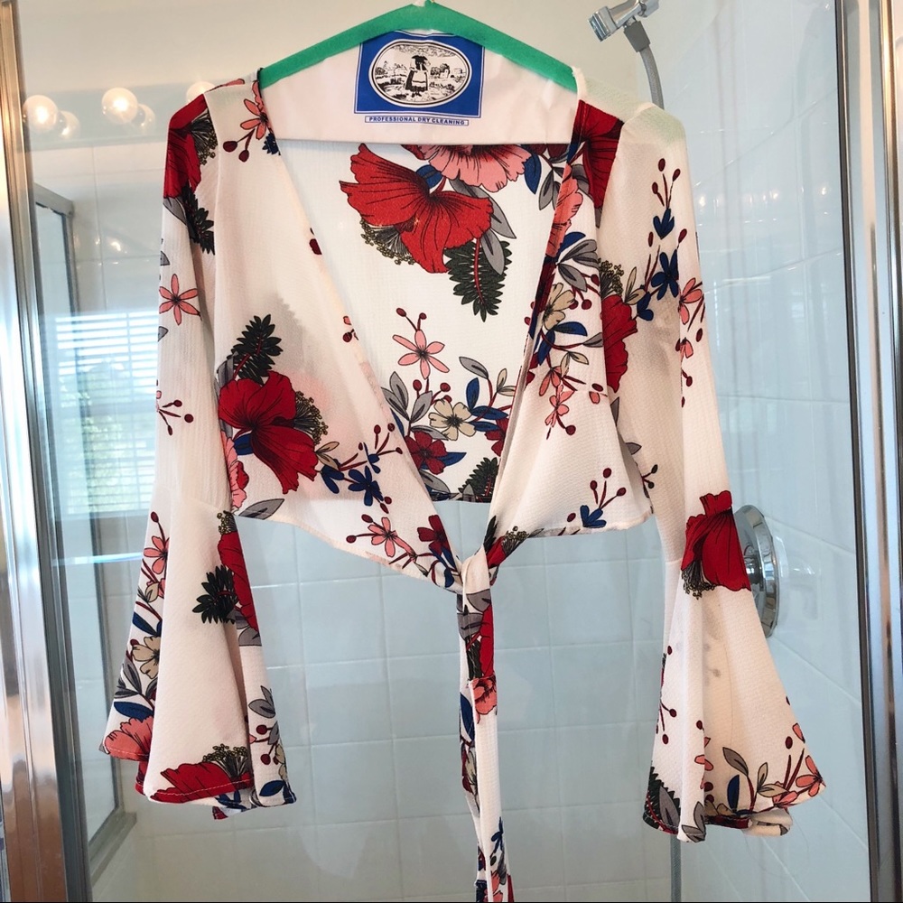 wrap around floral crop top
